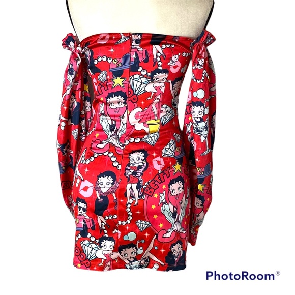 NWT Dolls Kill X Betty Boop Red Satin Dress Small Pin Up Girl Style Lover Catch - Picture 5 of 7